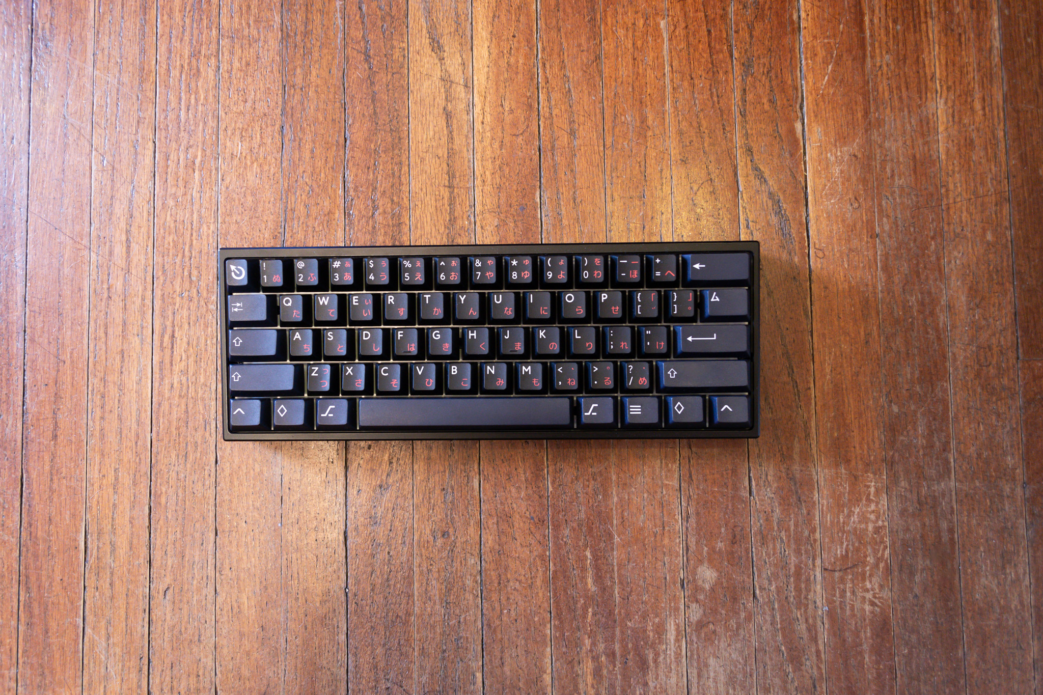 Custom Wooting 60HE on Wood Floor top view